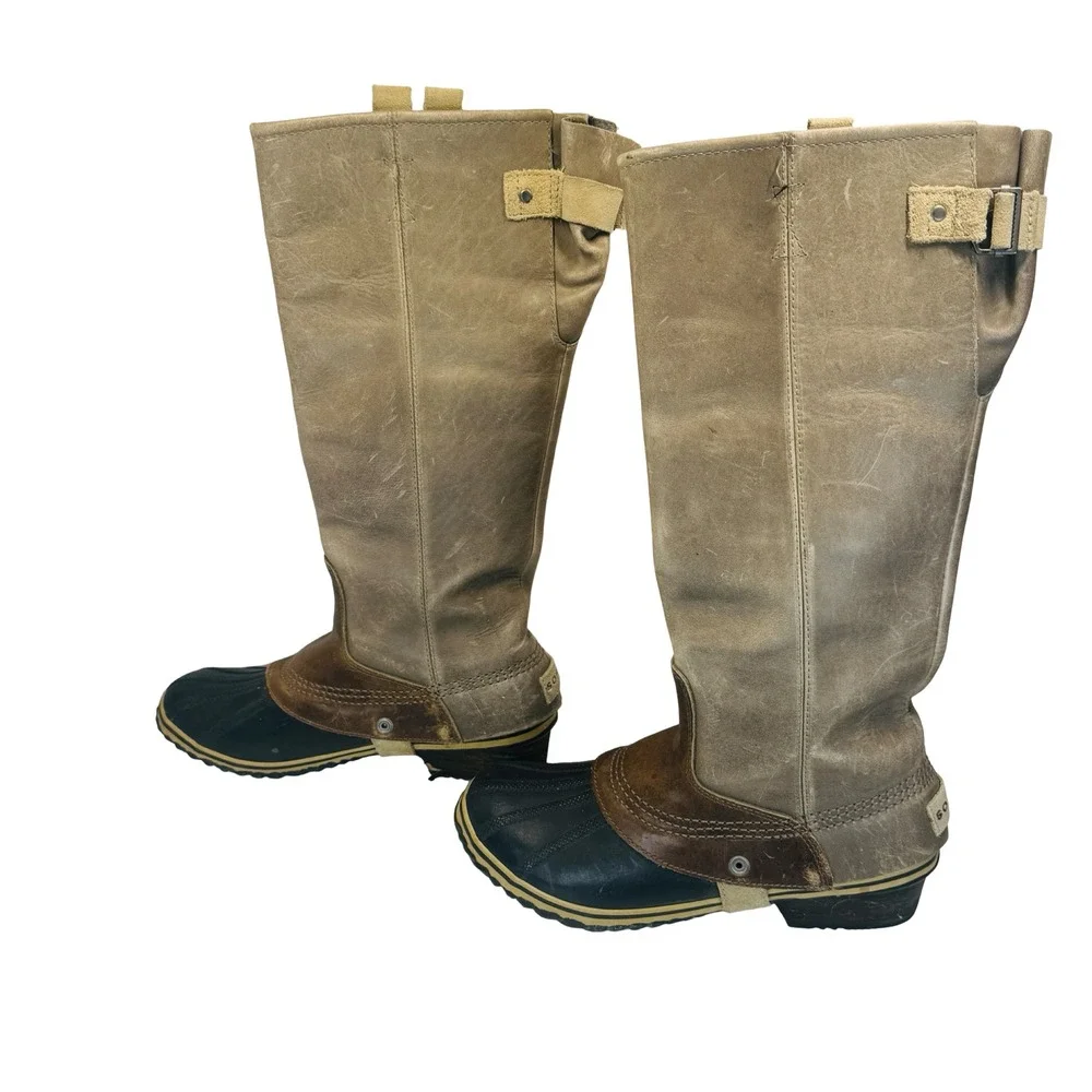Sorel‎ Slimpack Riding Boots Women's 10 Tall Leather Waterproof Duck Boot Style